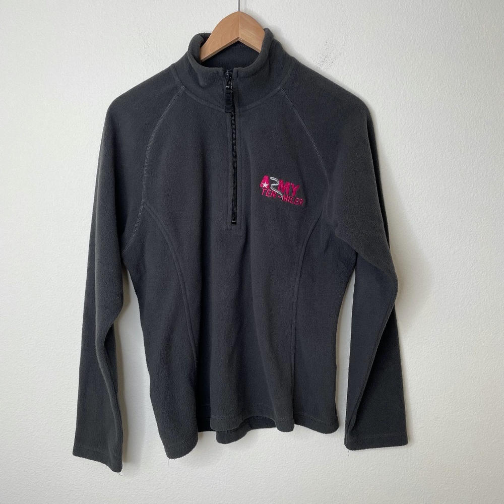 Clique Army 10 Miler 1/4 Zip Fleece Gray Pink Running Race DC DMV